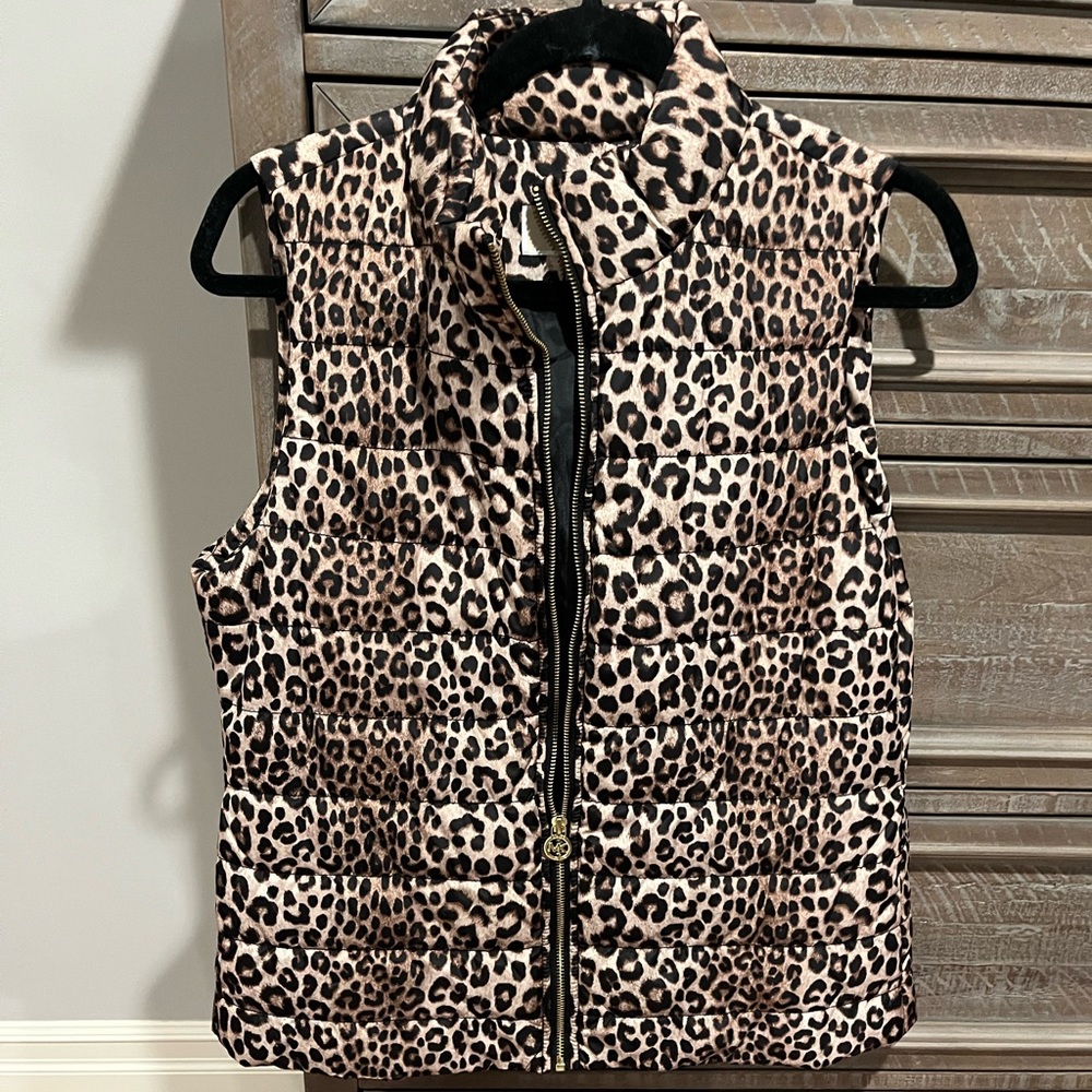 Michael kors leopard puffer vest size medium worn once